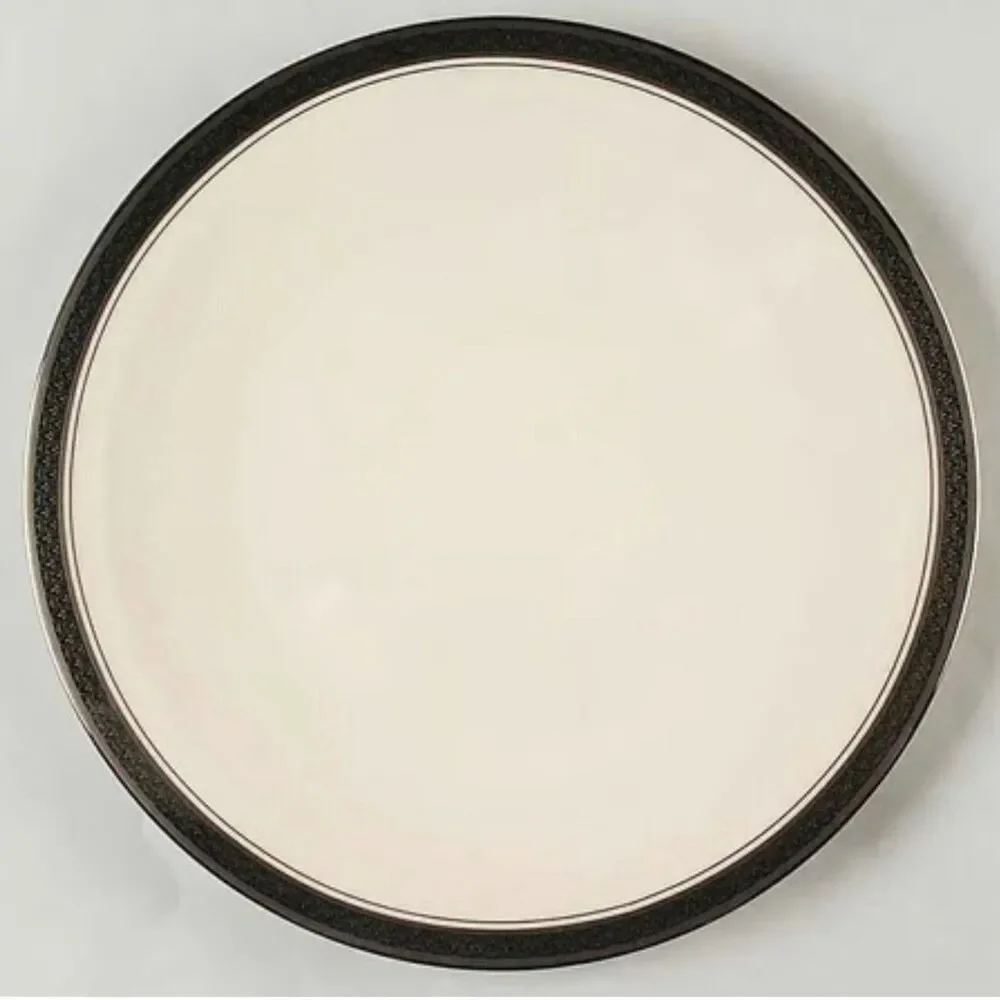 Set Of 5 Franciscan INDIGO Bread Butter Plates 6 1/4” Black Silver Rim USA 1970s